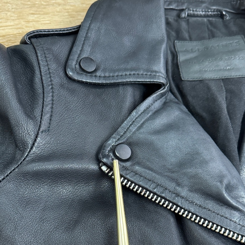 All Saints Balfern Biker Moto Leather Jacket Size 0 - Picture 16 of 16